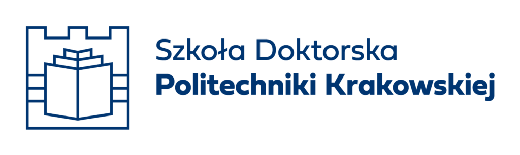 asymetryczne logo Szkoły Doktorskiej do stosowania samodzielnie lub z sygnetem Politechniki Krakowskiej