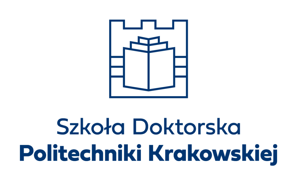  symetryczne logo Szkoły Doktorskiej do stosowania samodzielnie lub z sygnetem Politechniki Krakowskiej