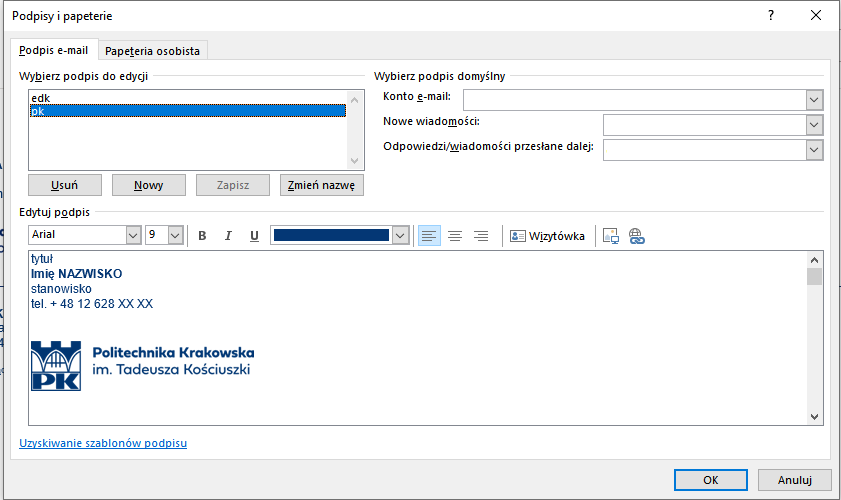 outlook podpis